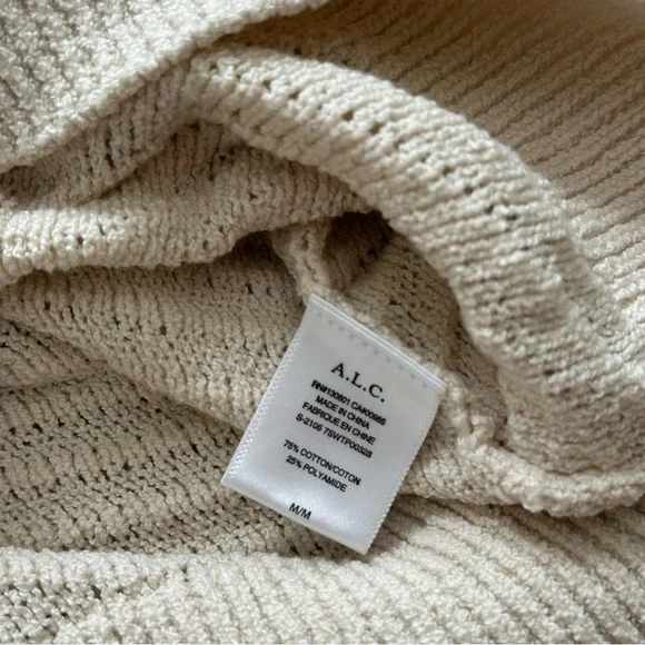 A.L.C. Juliana Top Medium Opal Cream Pointelle Knit - Picture 4 of 6